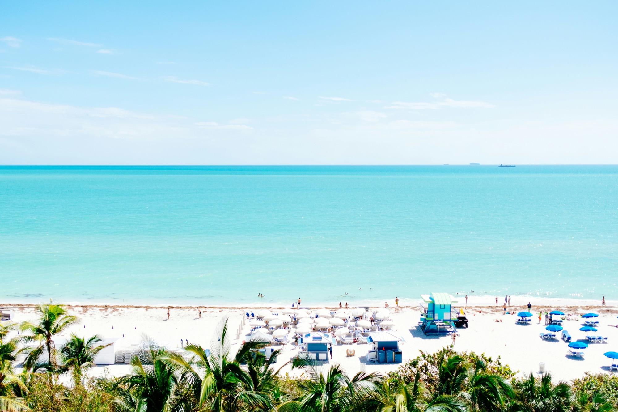 Miami Beach boardwalk and shoreline